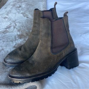 Olive Suede Chelsea Boots
